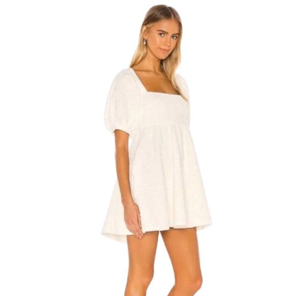 Free People Dresses & Skirts - Free People Violet Babydoll Mini Dress in White. New with Tag! Size L.